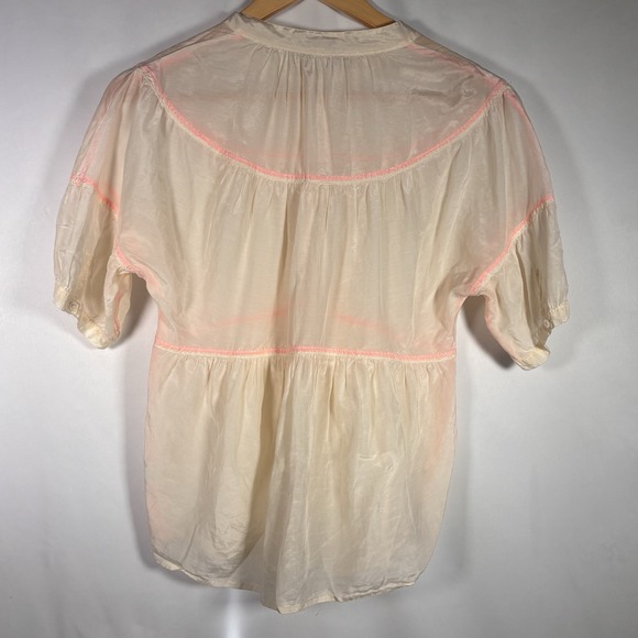 J Crew Silk Blend Top Womens 2 Cottage Sheer Prairie Flowy Romantic Spring Flowy - Picture 2 of 7
